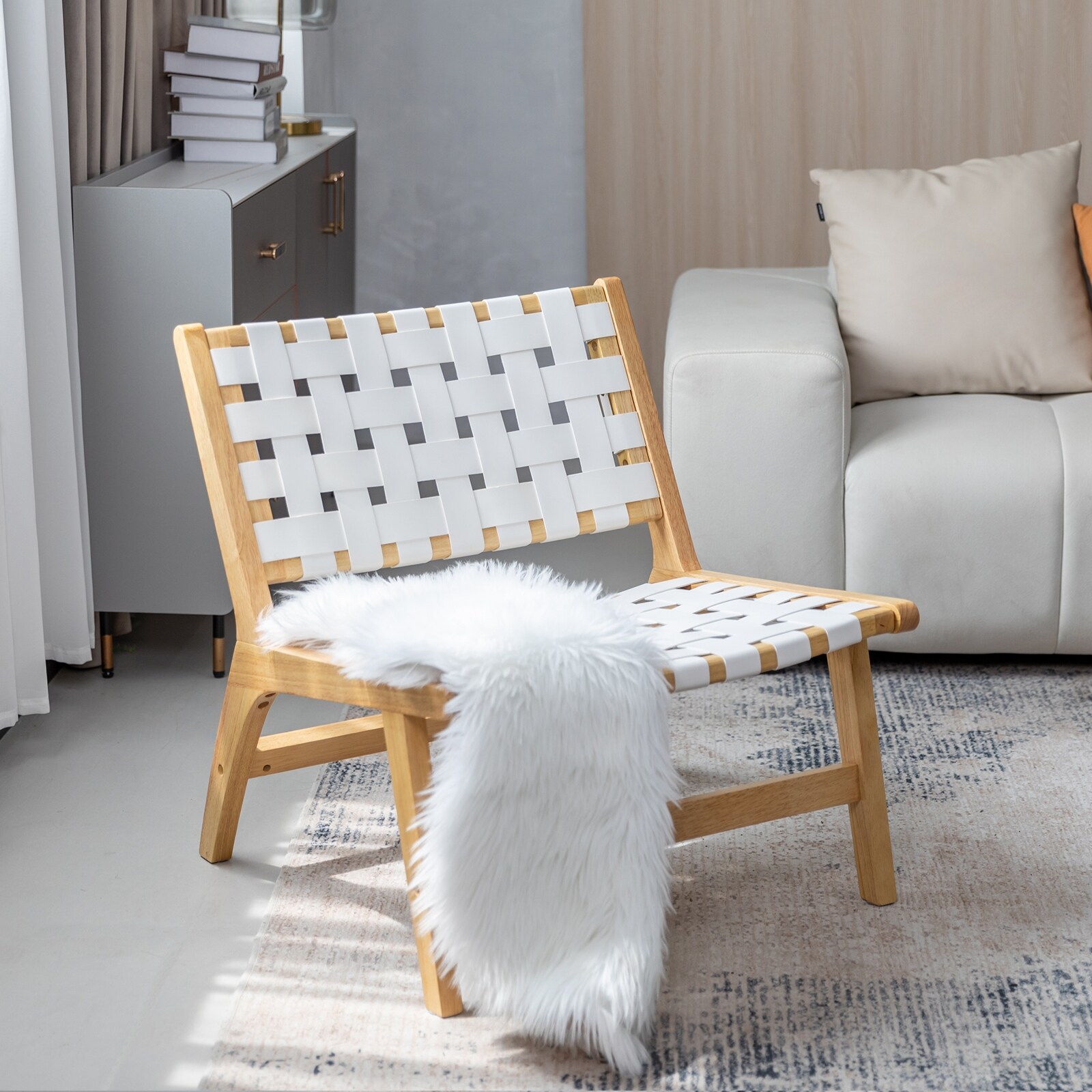 Woven leather hot sale accent chair