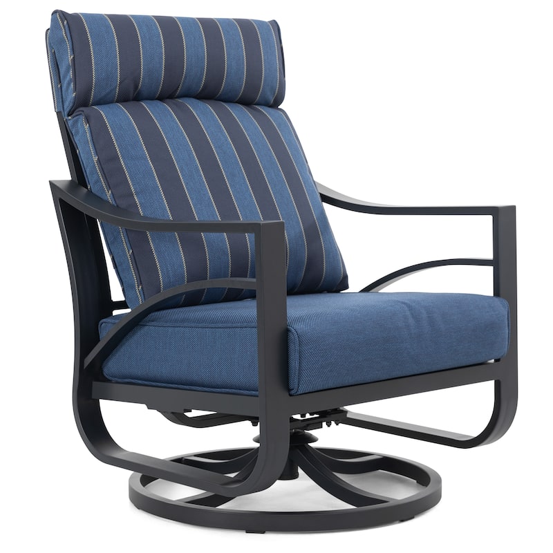 2-Piece Swivel Rocking Sofa Chairs with 5.2” Thick Cushions, Powder-Coated Aluminum Frame with High-Back Design