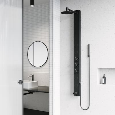 VIGO Bowery 58" H x 4" W 4-Jet Shower Panel with Round Shower Head and Tub Filler