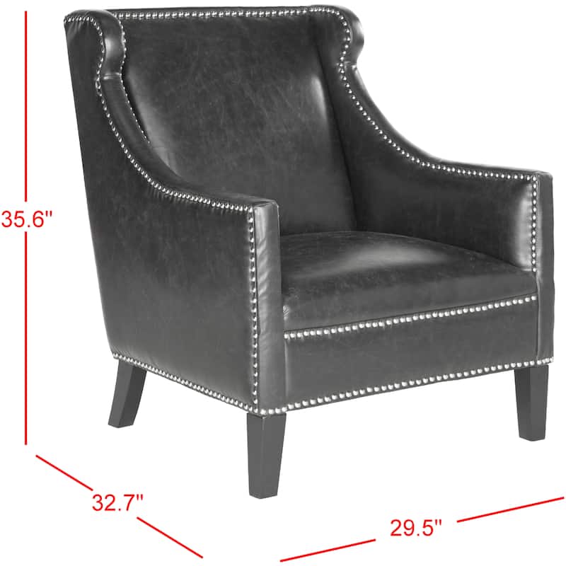 SAFAVIEH Emilee Antique Black Club Chair - 29.5" x 32.7" x 35.6" - 30Wx33Dx36H