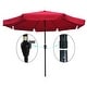 preview thumbnail 7 of 19, 10 ft Patio Umbrella Market Round Umbrella Outdoor Garden Umbrellas with Crank and Push Button Tilt Red