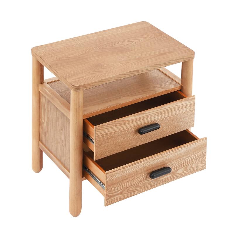 Christopher Knight Home - Modern Minimalist 23.62" Nightstand with Rounded Wood Legs & Open Storage Shelf, Multi-Functional Use