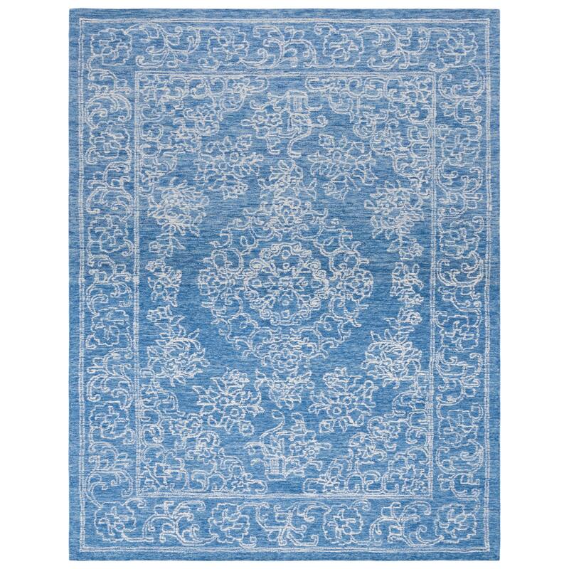 SAFAVIEH Handmade Ebony Oligerta Modern Wool Rug - 8' x 10' - Ivory/Blue