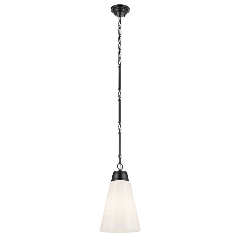 Kichler Lighting Marsailli 19" 1-Light Medium Pendant with Opal Glass in Black - 11.5