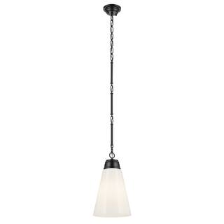 Kichler Lighting Marsailli 19" 1-Light Medium Pendant with Opal Glass in Black - 11.5