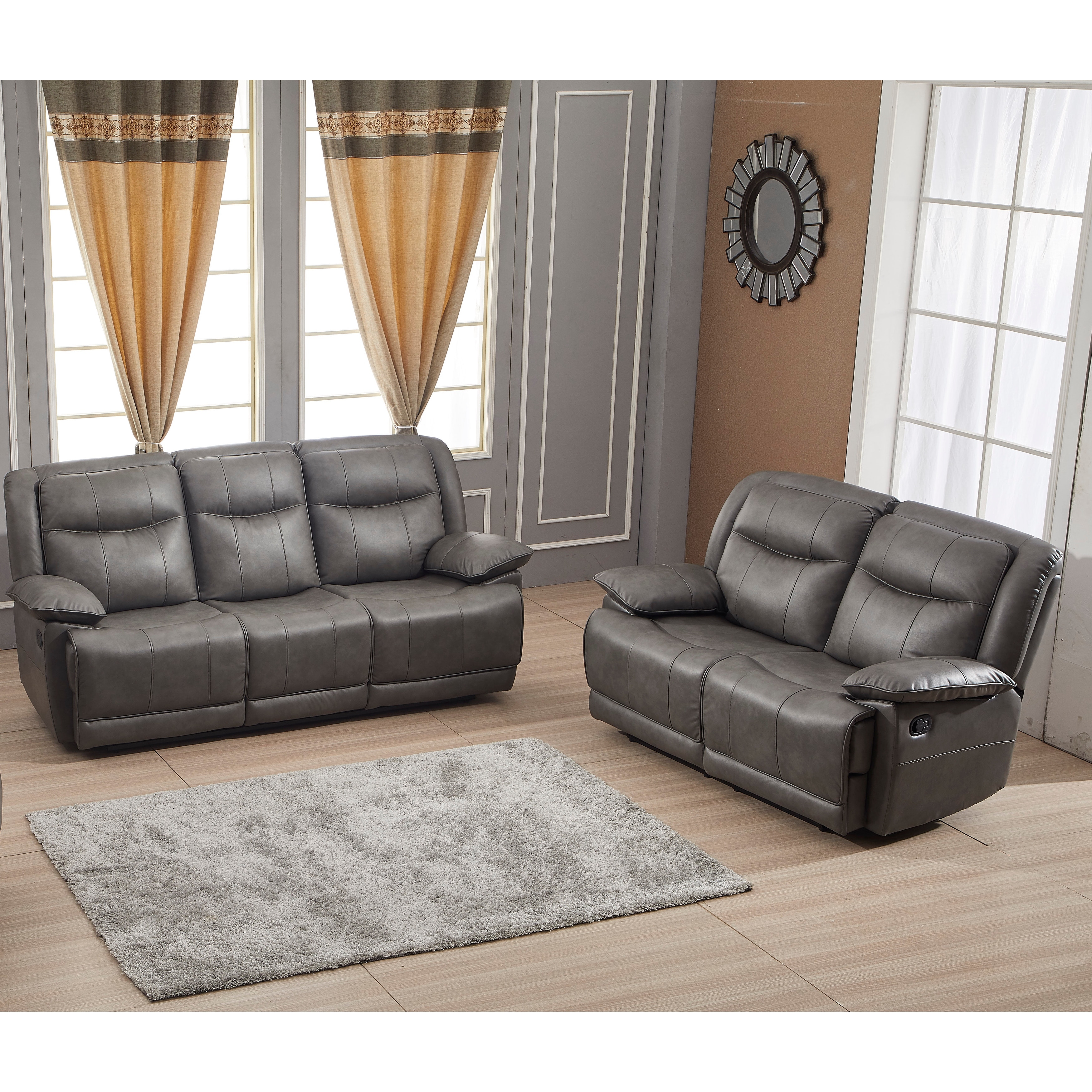 Betsy furniture bonded leather reclining sofa set cheap living room couch set 8018 size sofa