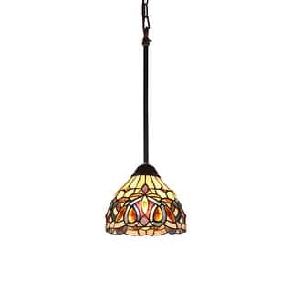 Tiffany-Style Victorian Design 1-light Dark Bronze Hanging Pendant