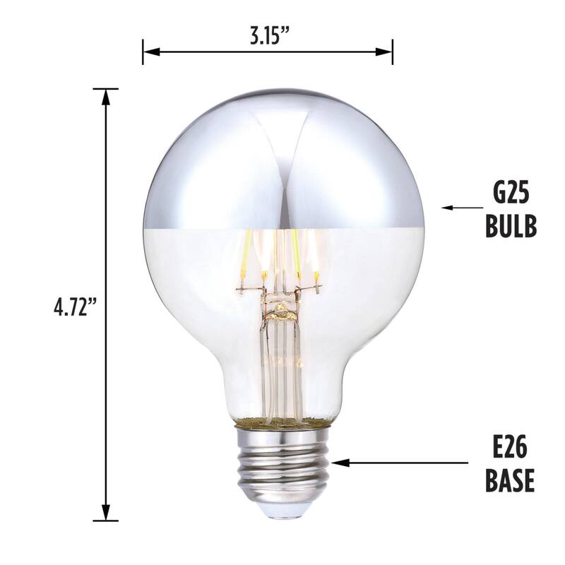 Westinghouse Lighting 4.5-Watt (40-Watt Equivalent) Half Chrome G25 Dimmable Filament LED Light Bulb, Medium Base - 1/2 Chrome
