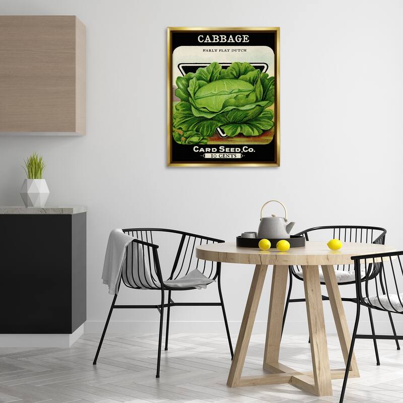Stupell Vintage Garden Cabbage Framed Floater Canvas Wall Art Design By Lil' Rue