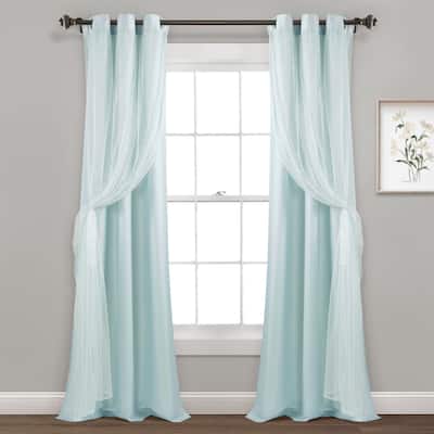 Lush Decor Cottage Polka Dot Sheer Window Curtain Panels Including Tieback Set