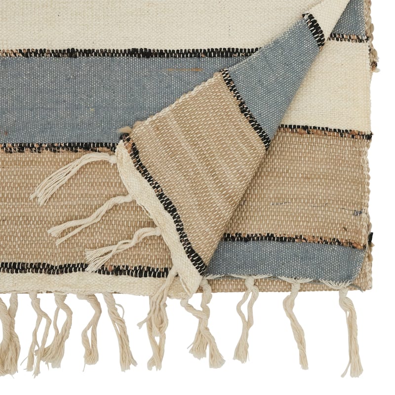 Boho Chic Fringed Stripe Table Runner - 16"x72"
