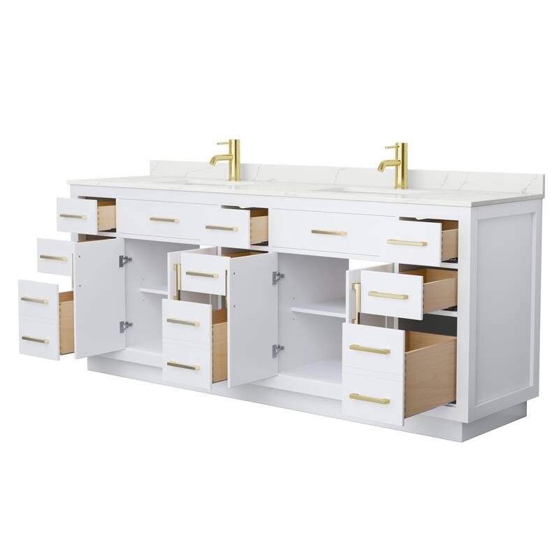 Beckett TK 84-inch Double Vanity, Single Hole Quartz Top