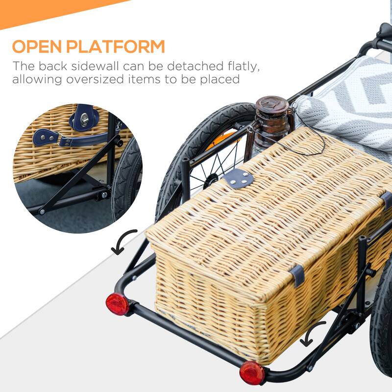 Aosom Bike Cargo Trailer, Bicycle Trailer Wagon Cart with Removable Storage Box, Folding Frame, Quick Release 16" Wheels
