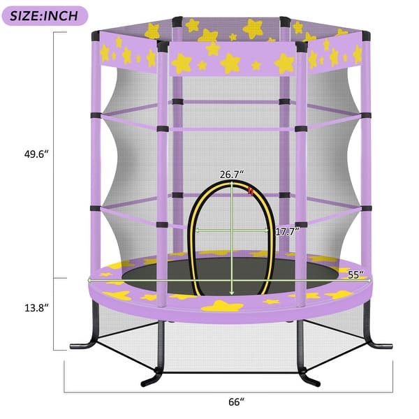 slide 2 of 5, Trampoline with Safety Enclosure Net Outdoor Indoor Trampoline Kids
