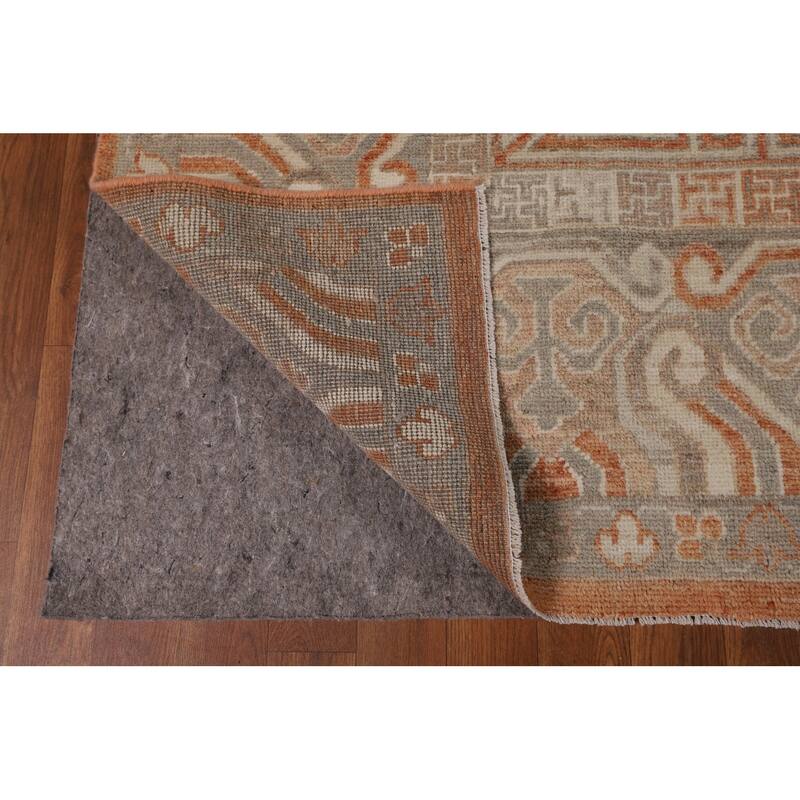 Orange Oushak Vegetable Dye Turkish Area Rug Hand-Knotted Wool Carpet - 8'3"x 9'9"
