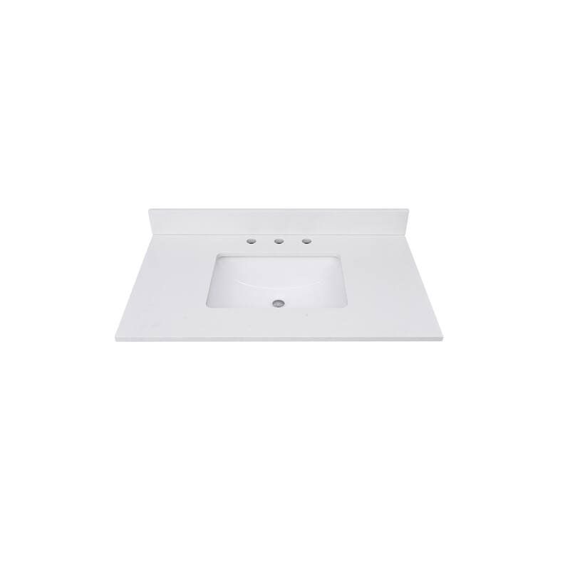 Avanity Quartz Vanity Top with Rectangular Undermount Sinks - 37" Single Sink - Everest White