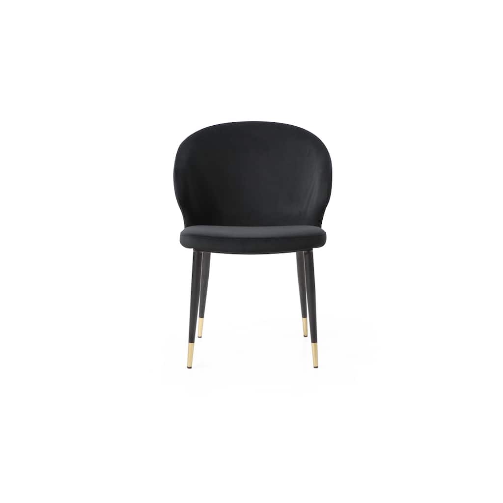 Coastal Cool Dining Chair - Black Velvet Seat, Elegant Metal Frame, Modern Accent Chair - 32