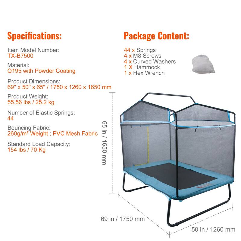 UIMOSO 6FT Trampoline for Kids, 72" Indoor/Outdoor Toddlers Trampoline, Mini Baby Trampoline with Safety Enclosure Net