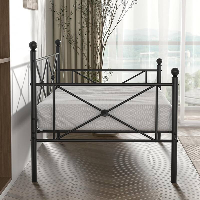 Javlergo Metal Daybed Frame Twin Size Sofa Bed with Steel Slats for Living Room Guest Room