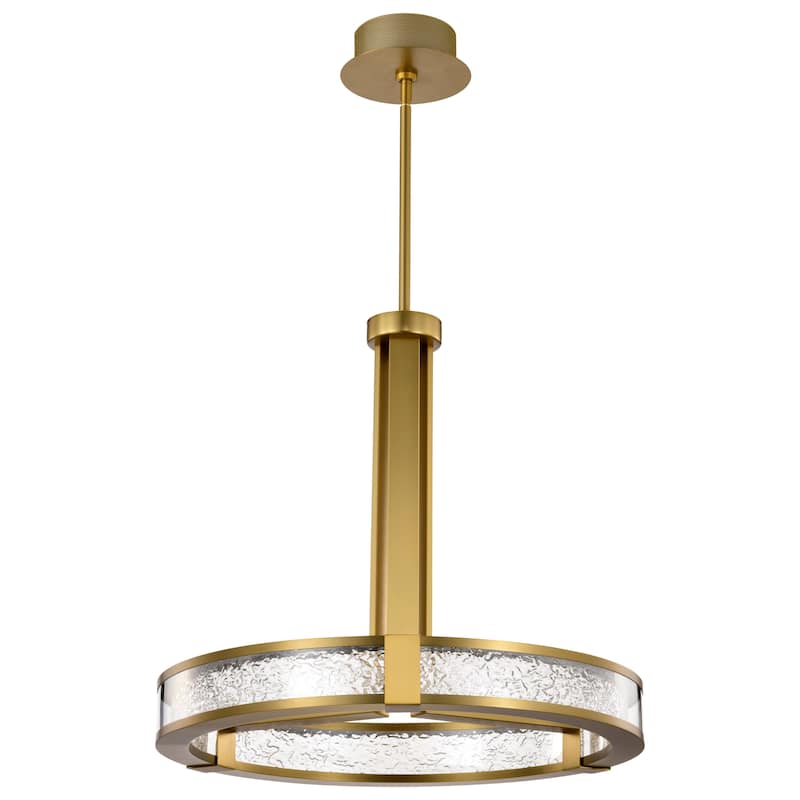 Darrow 24 Inch LED Pendant Vintage Brass Textured Acrylic Panels - Vintage Brass