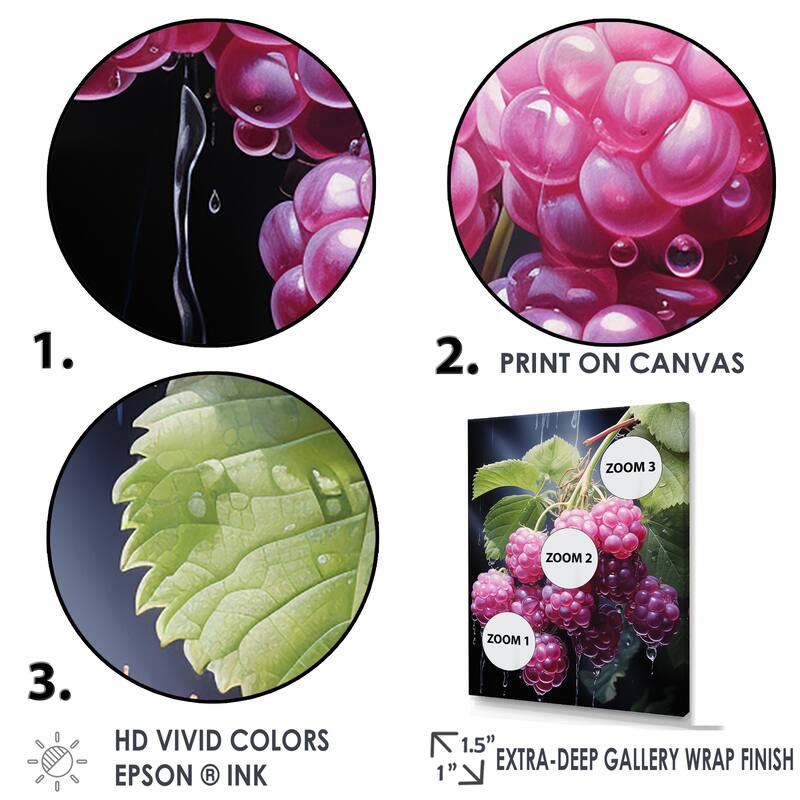 Designart "Lustrous Lilac Raspberry Radiance I" Fruits Wall Art