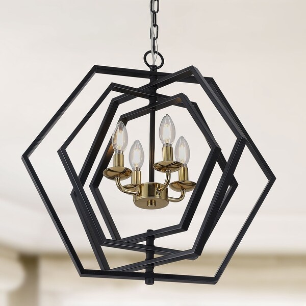 Oaks Aura Hexa Series 4-Light Black 360° DIY Shape Modern