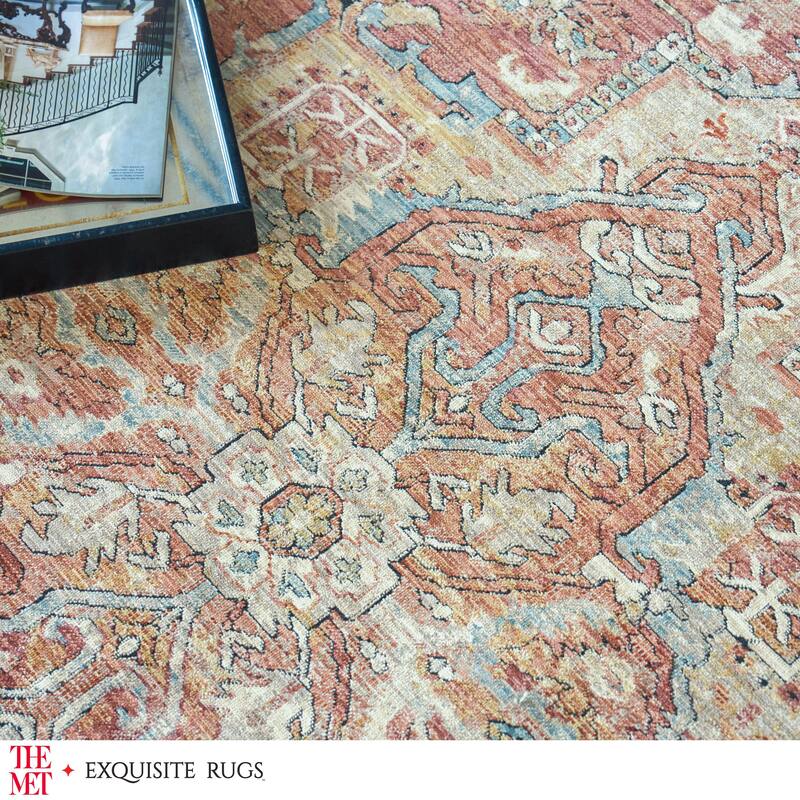 The Met X Exquisite Rugs Antique Loom Rust/Beige Area Rug.