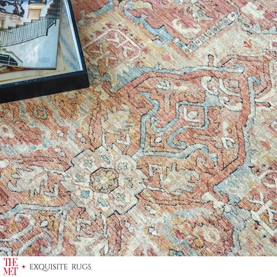 The Met X Exquisite Rugs Antique Loom Rust/Beige Area Rug.