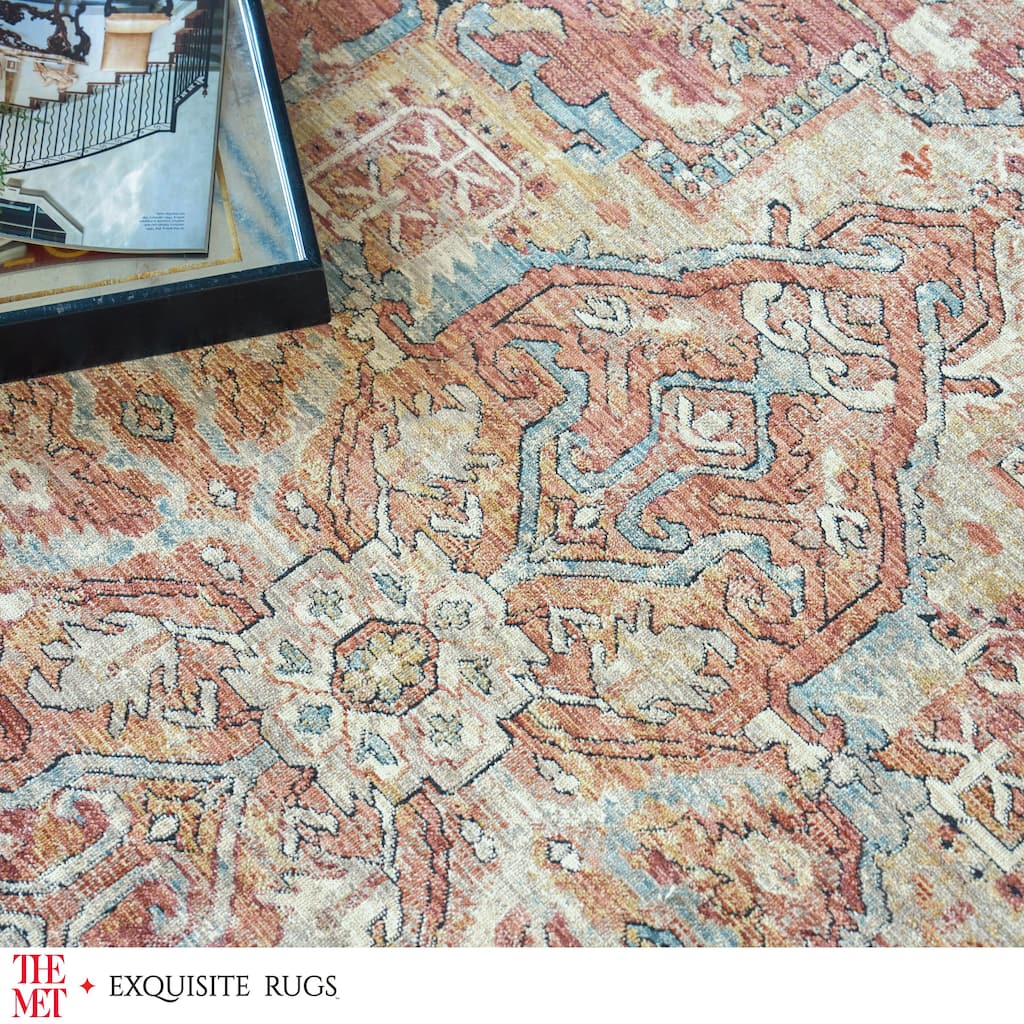 The Met X Exquisite Rugs Antique Loom Rust/Beige Area Rug.