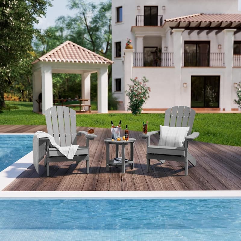 WINSOON All Weather HIPS Outdoor Side Table,Round Table