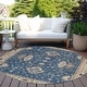preview thumbnail 91 of 118, Machine Washable Indoor/ Outdoor Traditional Chantille Rug Navy - 8' x 8'