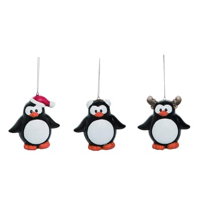 Transpac Terracotta Penguin Ornament Set of 3 Christmas Home Decorations
