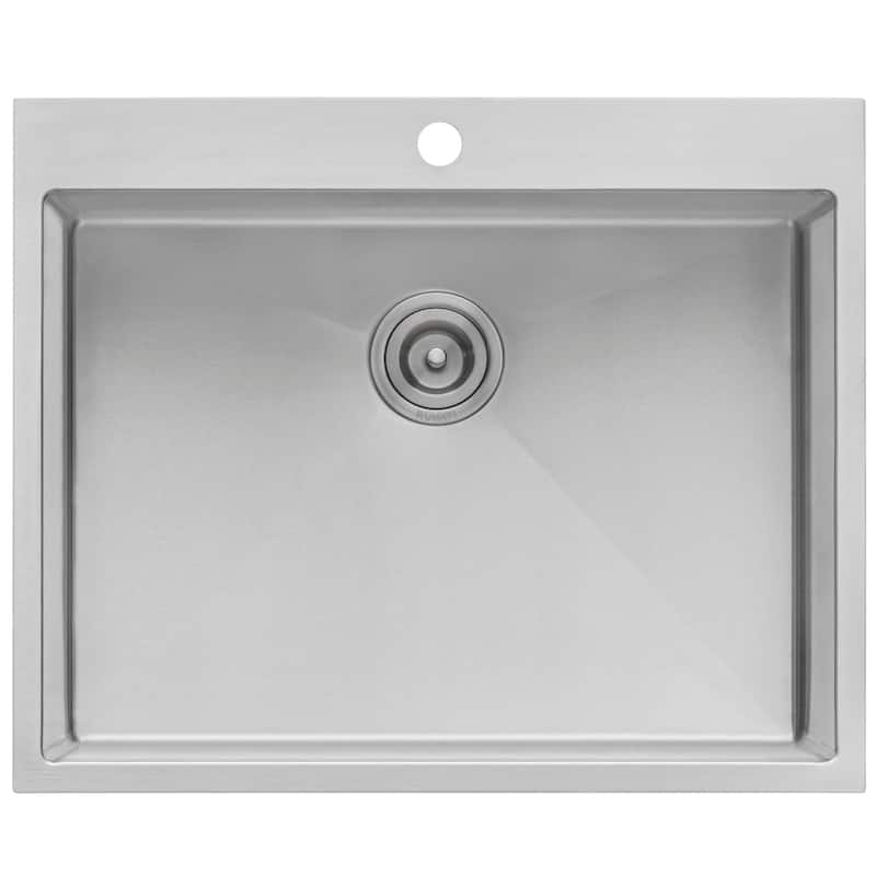 Ruvati Topmount Laundry Utility Sink 27 x 22 x 12 inch Rounded Corners Deep 16 Gauge Stainless Steel - 27 x 22 - 27 x 22