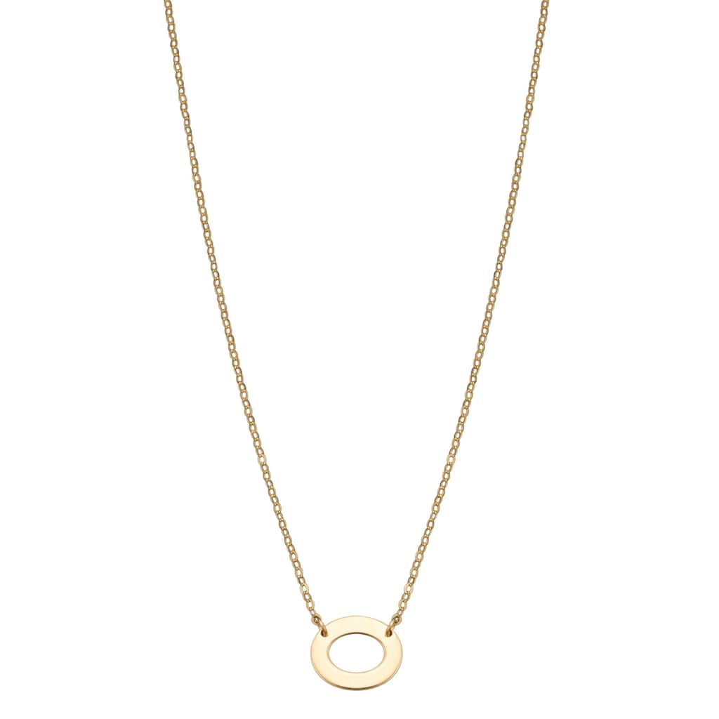 Au Naturale 10k Yellow Gold Petit Oval Charm Adjustable Necklace