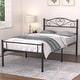 preview thumbnail 4 of 32, VECELO Twin Size Metal Bed Frame Set of 2 Victorian Style Kids Beds with Heart Pattern Headboard No Box Spring Needed