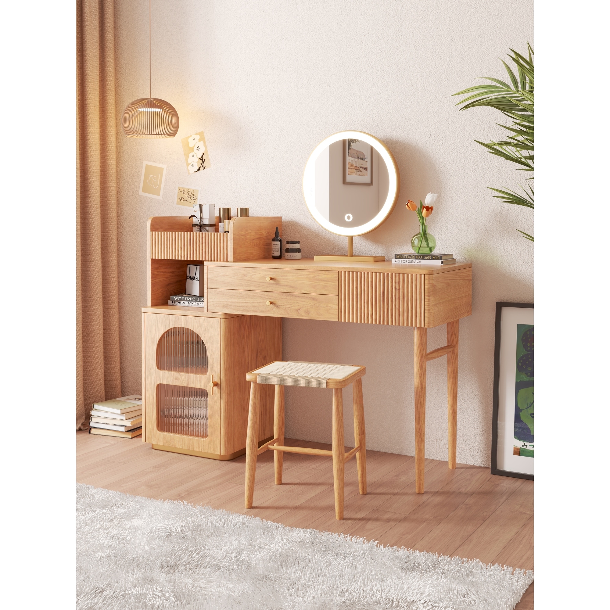 Beige makeup hot sale vanity