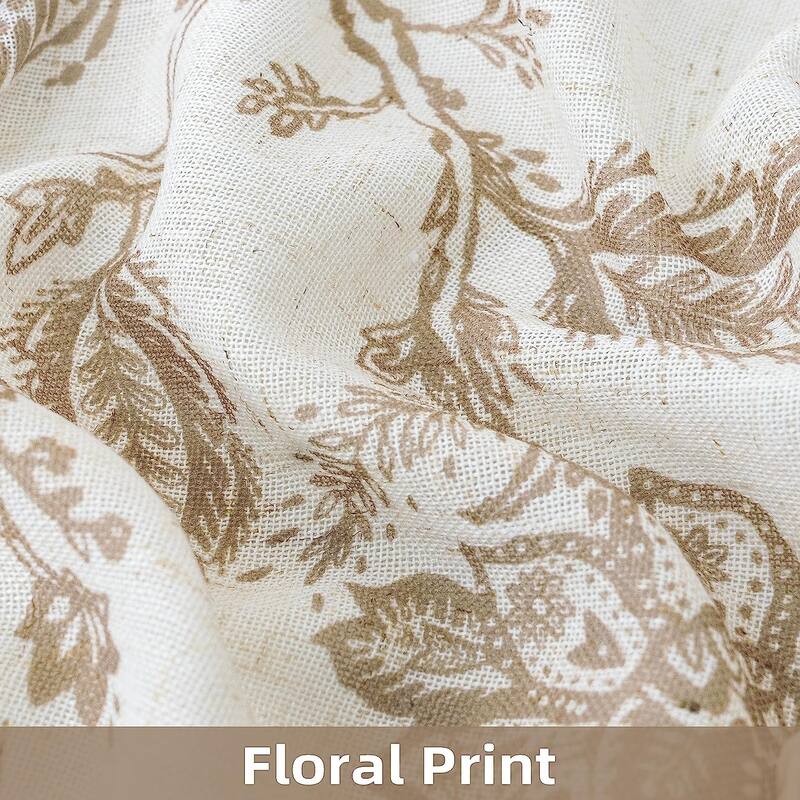 DriftAway Freda Jacobean Floral Linen Blend Lined Blackout Back Tabs Window Curtains