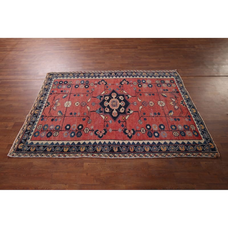 Hamedan Foyer Rug Hand-Knotted Wool Carpet - 4'1" x 6'1"