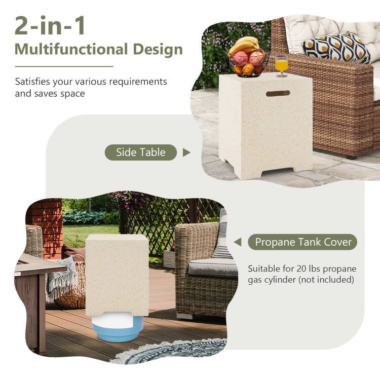 2-in-1 Gas Tank Holder Side Table with Protective Cover - 16" x 16" x 20.5"