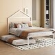 preview thumbnail 1 of 52, Full Size Metal Platform Bed with trundle, House-Shaped Headboard Design for Kids, Boys and Girls Full - White
