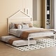 preview thumbnail 1 of 16, White Full Size Metal Platform Bed with Trundle and House-Shaped Headboard Full - White