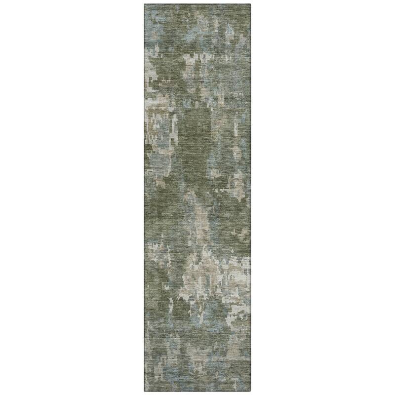 Machine Washable Indoor/ Outdoor Ombre Abstract Chantille Rug