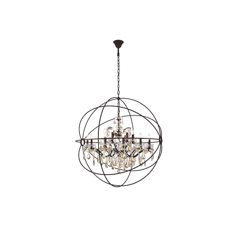Royce Edge 18-Light Rustic Intent Chandelier - rustic intent (royal cut golden teak crystals)