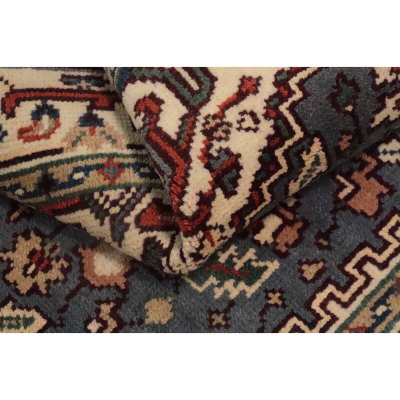 Hand Knotted Oriental 100% Wool Carpet Traditional Medallion Greys & Charcoal Heriz (serapi) Area Rug - 5' 9'' X 4' 1''