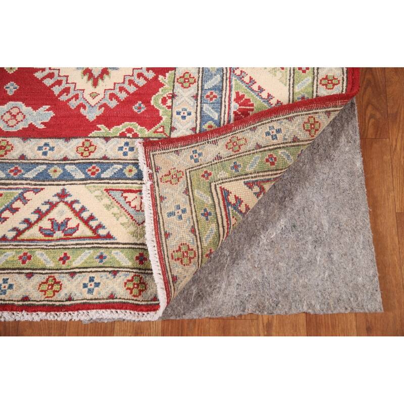 Geometric Red Kazak Oriental Area Rug Handmade Wool Carpet - 5'8" x 7'10"