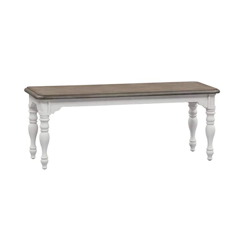 Magnolia Manor Antique White Weathered Bark 6 Piece Leg Table Set