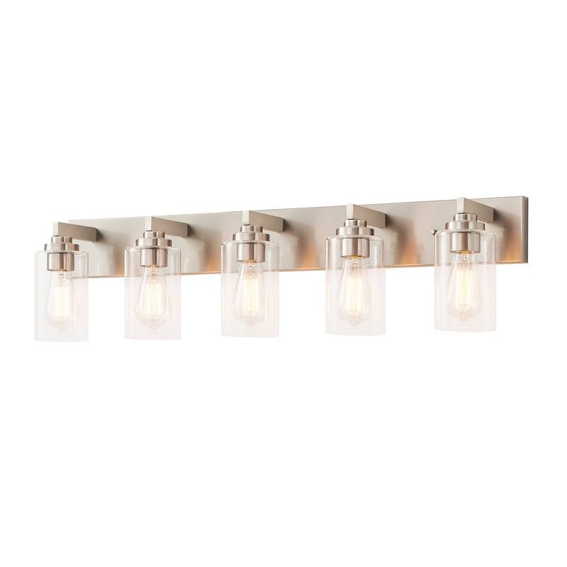 KAWOTI 5-Light Bathroom Vanity Light with Clear Glass Shade