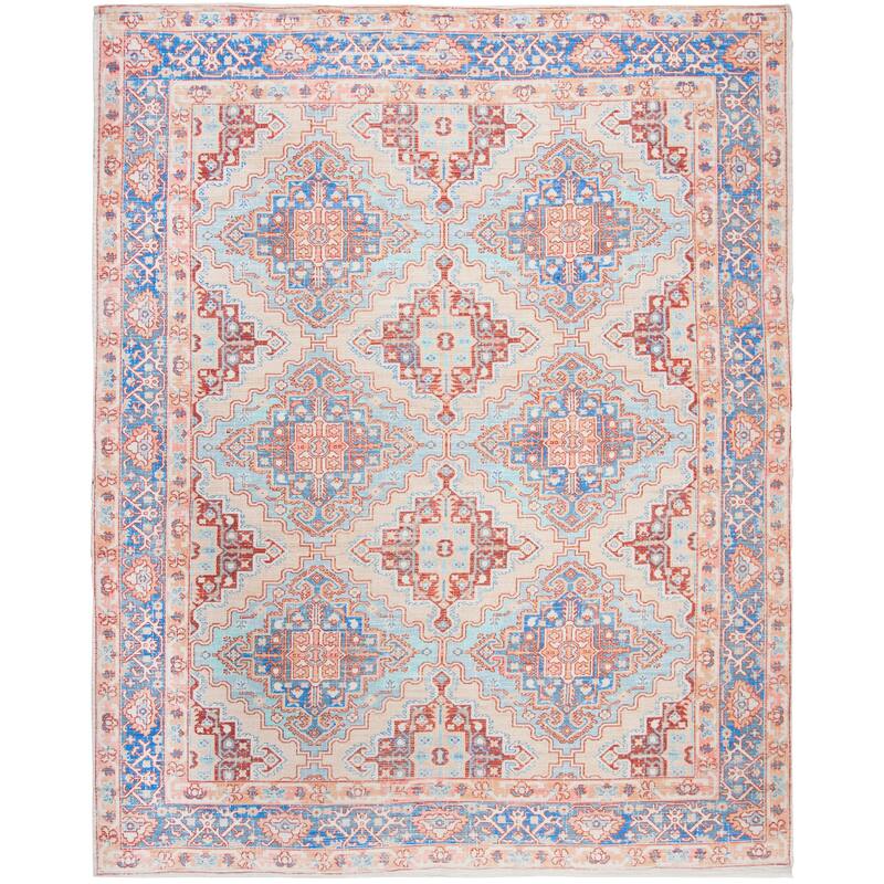 SAFAVIEH Handmade Saffron Chelsy Modern Tribal Cotton Rug - 8' x 10' - Blue/Rust