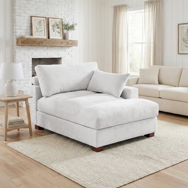 42"W Chenille Upholstered Chaise Lounge