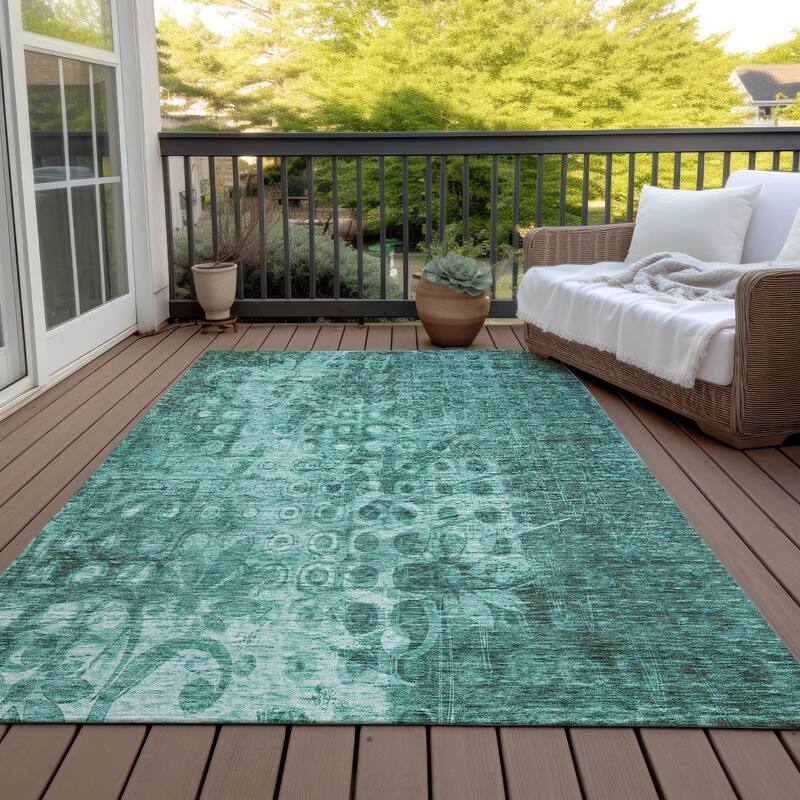 Machine Washable Indoor/ Outdoor Chantille Abstract Modern Rug